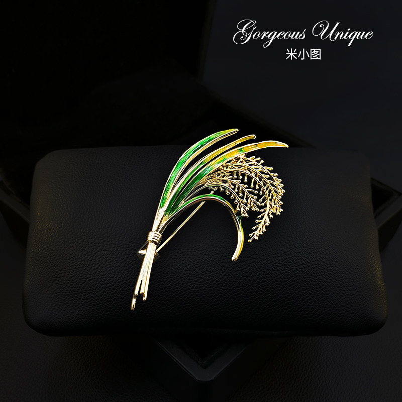 米小图精致高档一束稻穗胸针