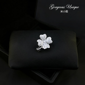 精致高档四叶草胸针男女领针胸花幸运草别针西装 毛衣配饰 1969