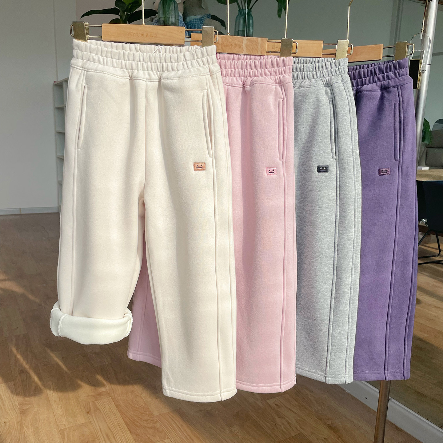 女童加绒直筒运动裤卫裤