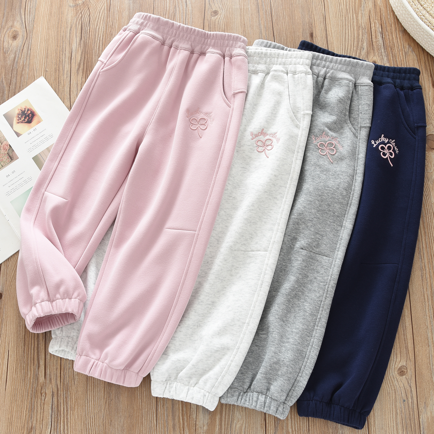 女孩春秋款束口卫裤运动裤