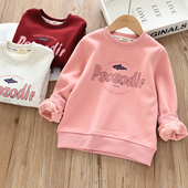 年终放漏 冬儿童女童加绒卫衣大童薄绒保暖卡通上衣 洋气百搭童装
