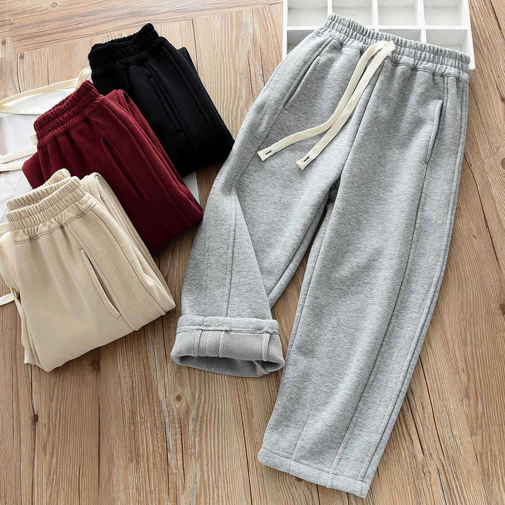 中大童加绒冬款一体绒弯刀裤