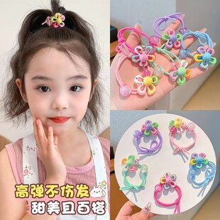 儿童可爱彩色花朵皮筋扎头发不伤发小女孩头绳2026新款 高弹力发圈