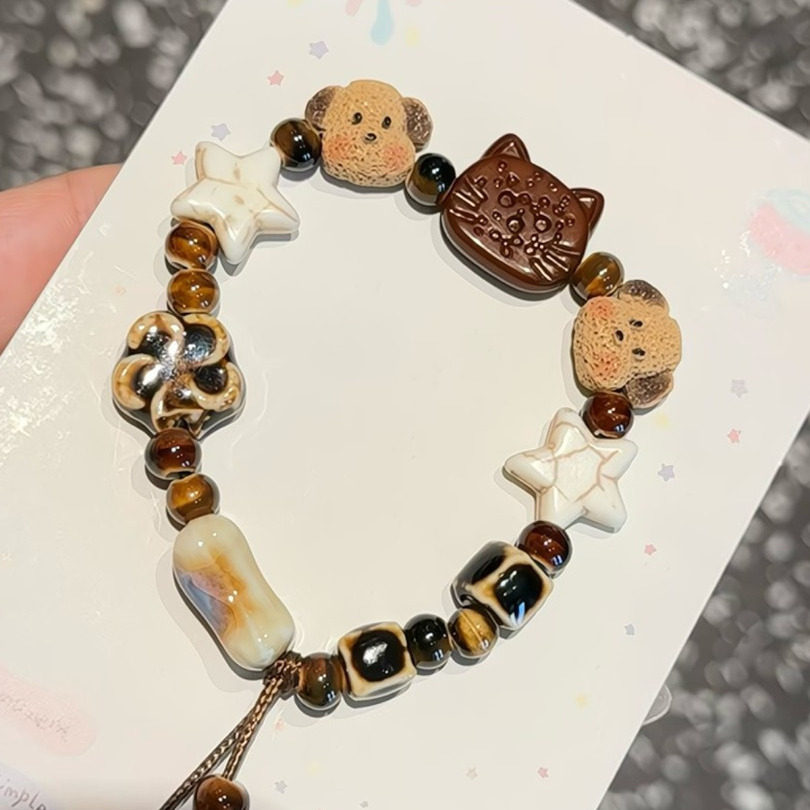 非金属树脂手链 可爱高颜值小猫小狗好朋友新款情侣闺蜜编织手绳