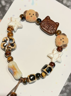 非金属树脂手链 可爱高颜值小猫小狗好朋友新款情侣闺蜜编织手绳