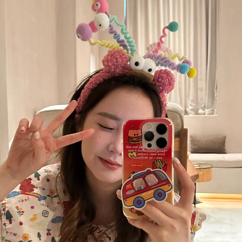 露思同款彩色毛绒扭扭棒发箍甜美可爱搞怪洗脸不压发头箍发饰韩版
