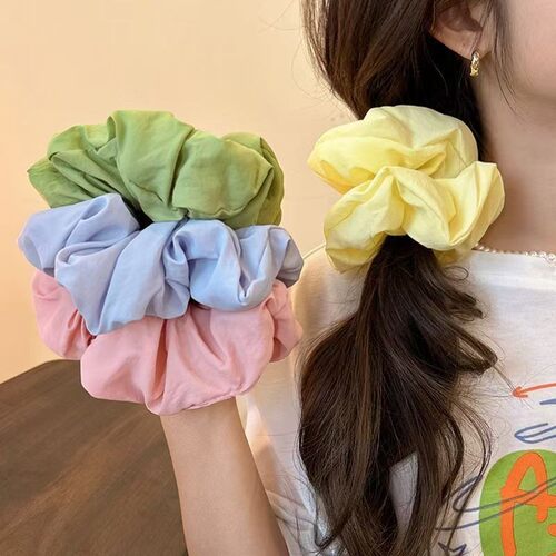 韩系奶油色蓬松海绵大肠发圈女简约丸子头绳扎头发橡皮筋马尾发饰