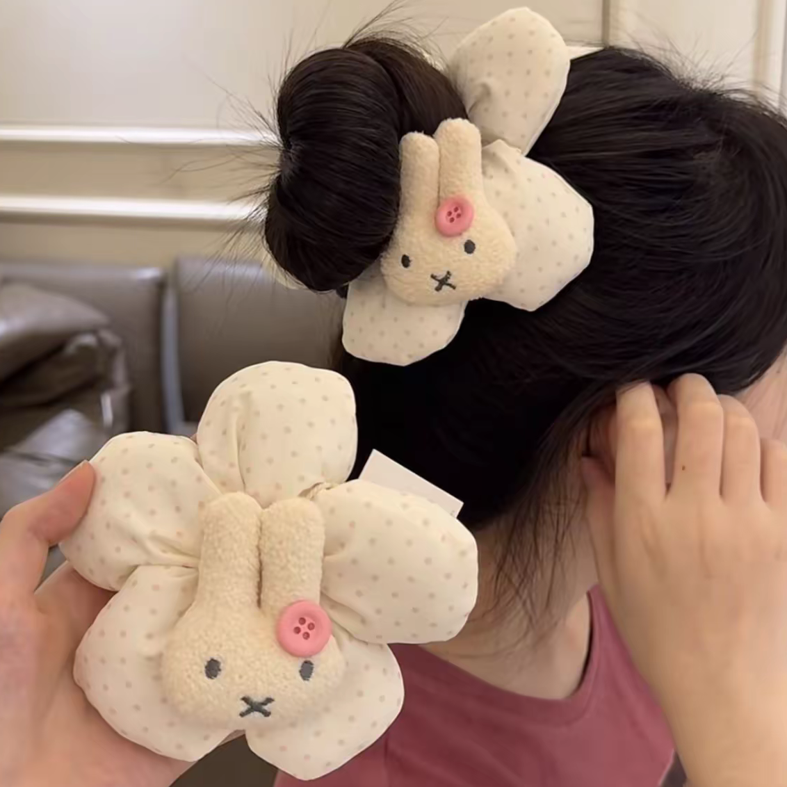 可爱卡通米菲兔发圈甜妹百搭波点花朵大肠圈超仙少女ins风发圈