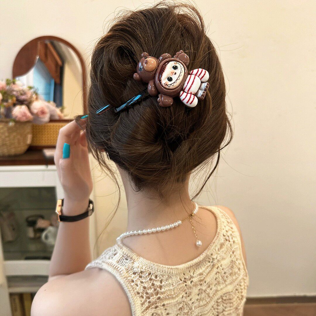 可爱卡通拉布布一字扭扭夹简约盘发抓夹2025新款发夹女后脑勺头饰