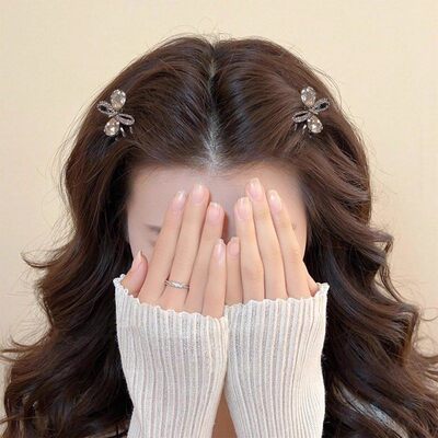 2026新款蝴蝶结水钻发夹侧边碎发发卡小号抓夹盘发器刘海夹子头饰