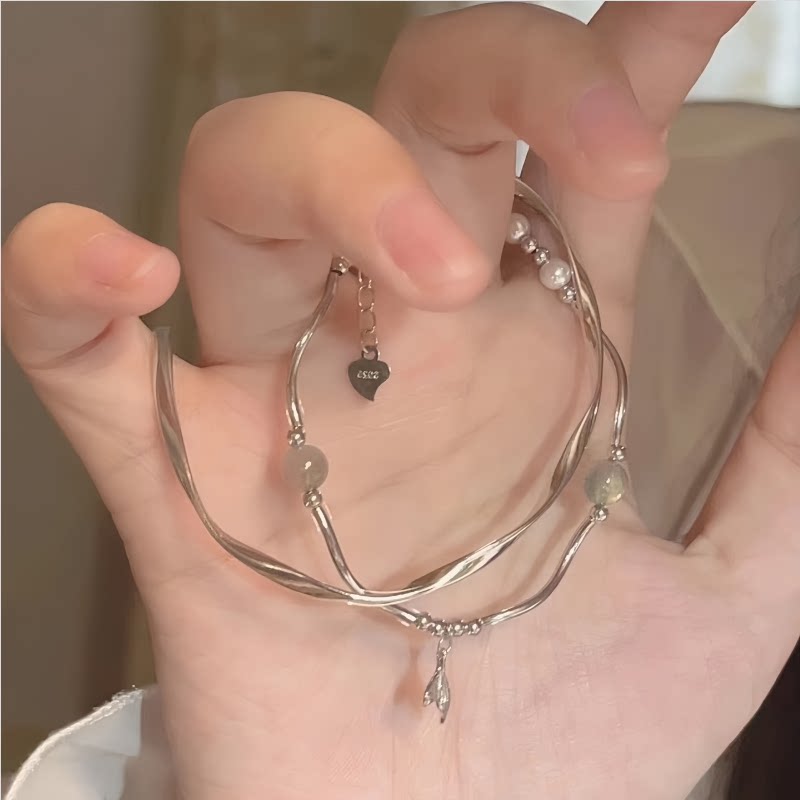 叠戴绝绝子~冷淡风鱼尾手链小众气质高级感新中式扭曲手镯简约潮