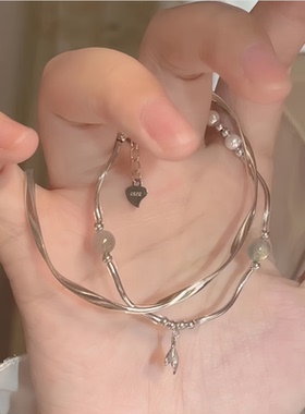 叠戴绝绝子~冷淡风鱼尾手链小众气质高级感新中式扭曲手镯简约潮