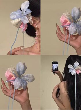 如花在野~春季纯欲风花朵发夹女甜美气质侧边夹拍照氛围感头饰