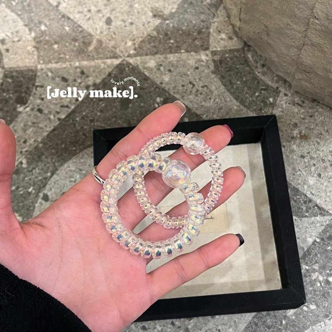 人鱼姬简约透明电话线发圈女头绳粗扎马尾网红发绳冷淡风扎头皮筋