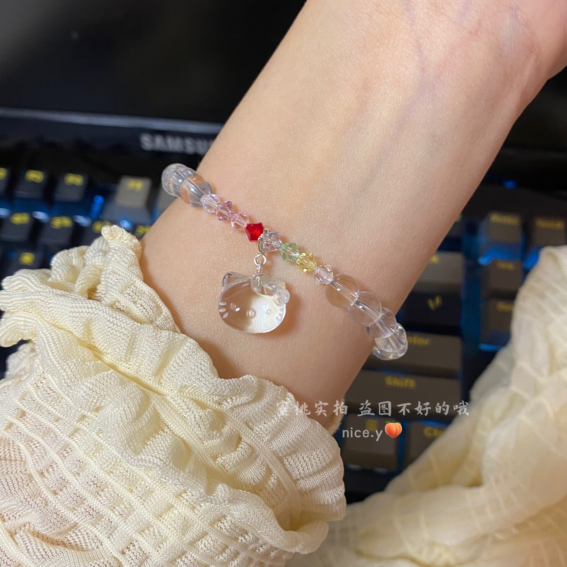 【蜜桃手作】天然水晶白水晶手链不掉色百搭甜美KT高颜值首饰礼物