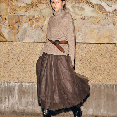 高密网纱顺滑轻盈抗皱a字半身裙