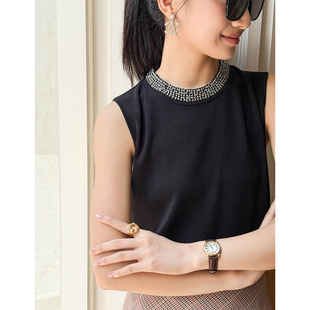 全桑蚕丝针织背心 经典 秘密盒子人生范本 精致重磅10排钉珠圆领CD