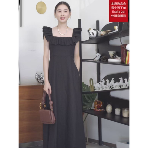 直播间选新 西西里 100亚麻方领无袖连衣裙