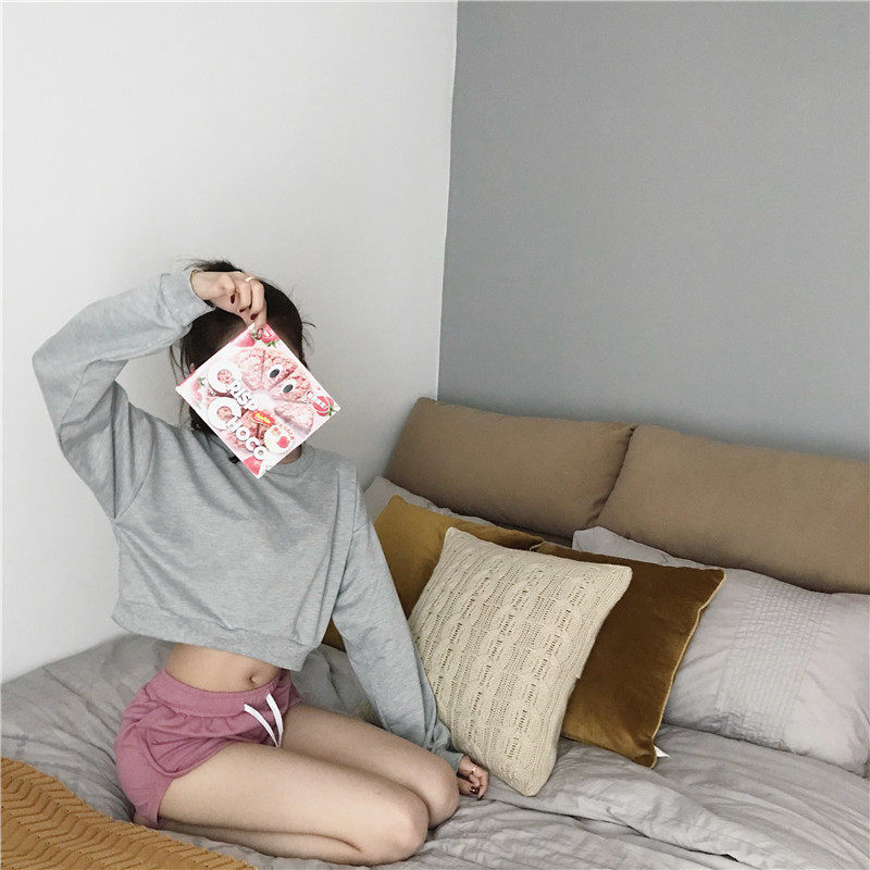 卫衣女夏季新款韩版宽松纯色套头长袖薄款短款圆领马卡龙色外套潮|ruв категории Женская одежда, свитер/свитер - от Buy2taobao.com для оказания профессиональной услуги покупки агента Taobao