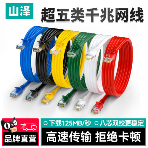 山泽超五类网线千兆家用电脑路由器网络跳线cat5e成品网线