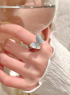 韩版蝴蝶开口戒指女款夏季高级感个性指环