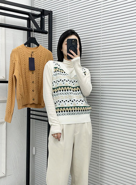 CHIOSTUDIOS韩国原单羊毛羊绒混纺 复古风 女士V领针织马甲 022