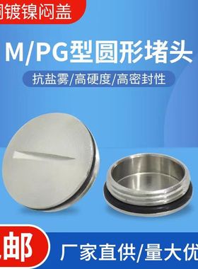 金属闷盖M12M20M32/PG/NPT/G黄铜镀镍六角堵头一字塞头圆形堵塞件
