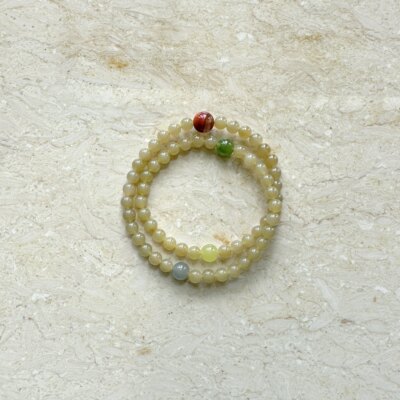 天然和田玉糖玉多宝双圈手链