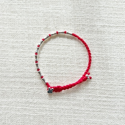 纯银925银迷你小兔子本命年红绳