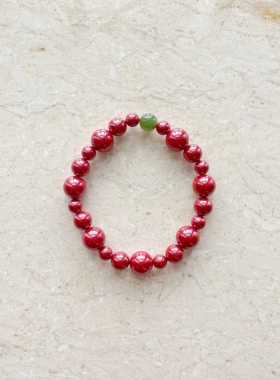 偶遇良人|原创设计天然和田玉俄料碧玉设计感保真朱砂情侣手链