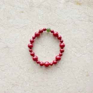 偶遇良人 原创设计天然和田玉俄料碧玉设计感保真朱砂情侣手链