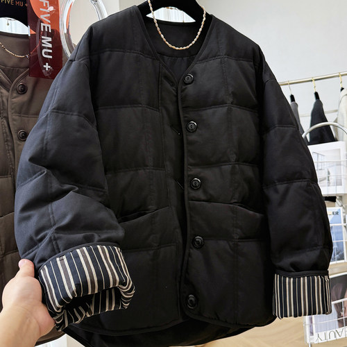 韩系高级感圆领保暖羽绒服女冬季