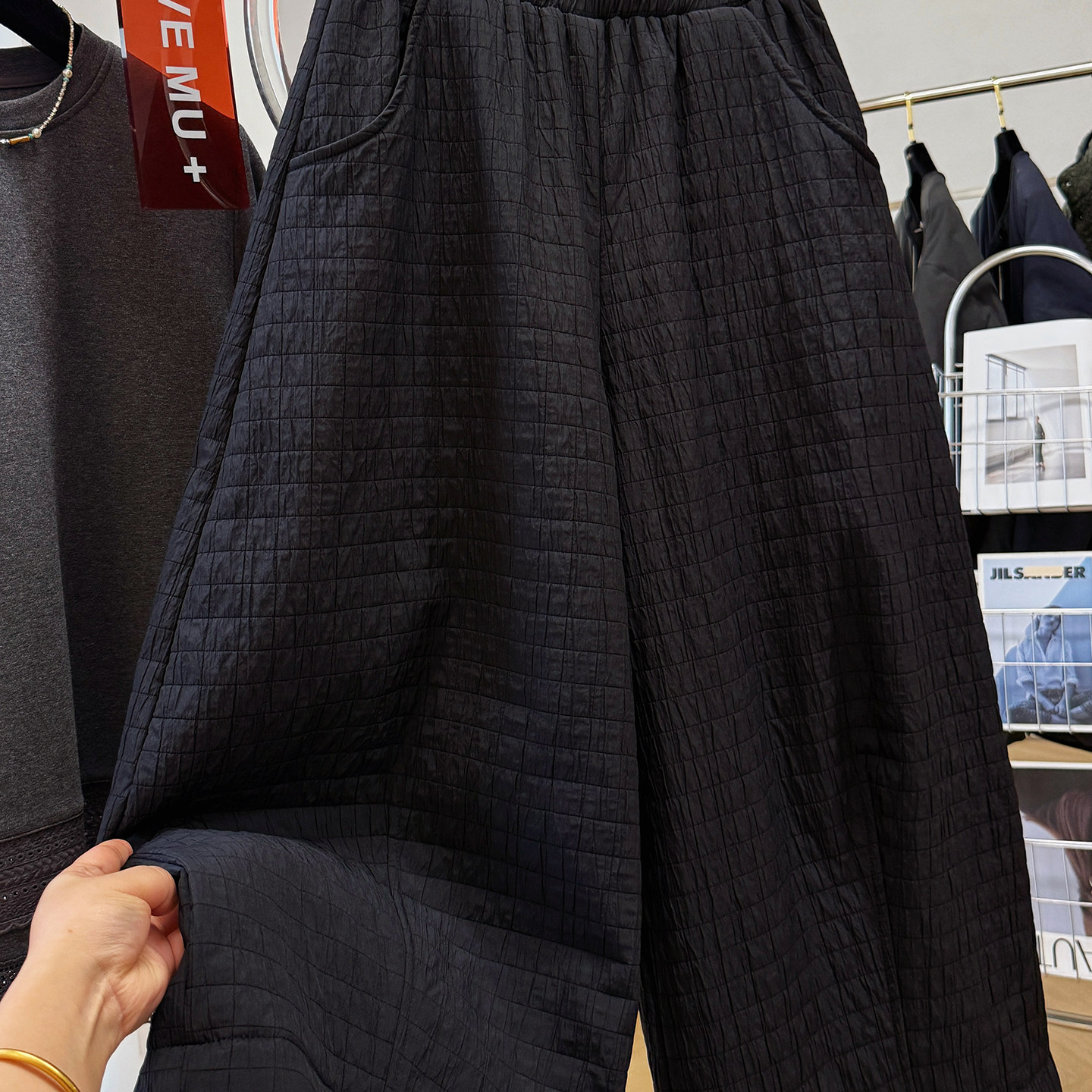 韩系肌理感七分八分阔腿裤女冬季