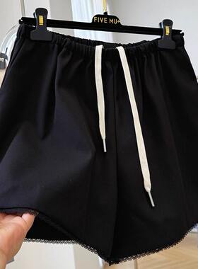高级感蕾丝花边西装短裤女夏季