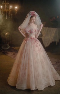 出租正版香港设计师品牌ST·WHITE原创设计【玫瑰殿下】花朵礼服