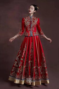 倒叙2022年新款复古可铺床新娘结婚秀禾服出门服旗袍礼服中式婚礼