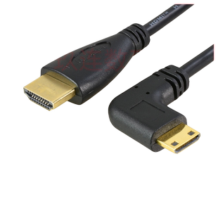 弯头minihdmi转hdmi转接线迷你HDMI线单反相机高清视频线minihdmi转hdmi线迷你小头转大高清平板电脑相机双向