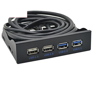USB3.0软驱位前置面板 3.5寸19PIN/9针转高速U3+U2 4口 机箱USB3.0前置面板光驱位扩展卡软驱位双19/20PIN