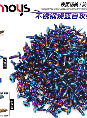 304不锈钢螺丝/烧钛彩色螺丝十字头自攻螺丝M5*16mm摩托车电动车