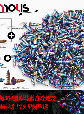 摩托车外壳罗丝福喜自攻螺丝烧钛彩色螺丝十字头自攻螺丝M4/M5*16