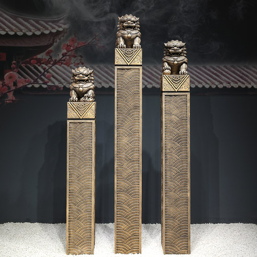 仿石雕狮子栓马柱门口庭院摆件