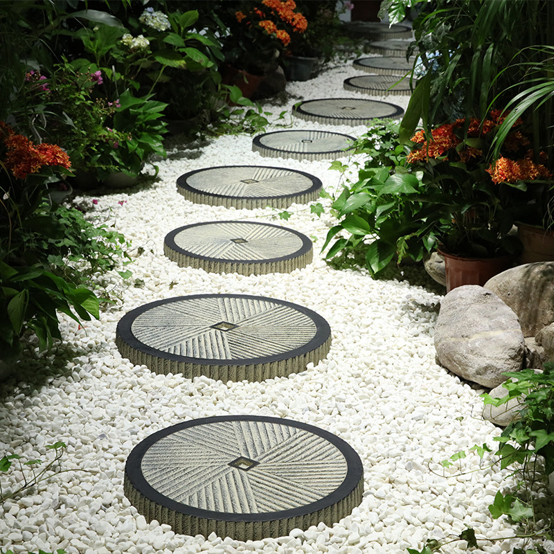 复古庭院草坪铺地脚踏石园林景观装饰步道仿石磨汀步石新古典花园