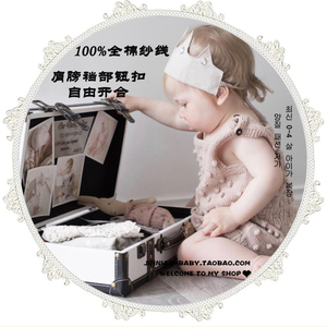 ins男女宝宝针织纯棉毛线哈衣爬服欧美无袖爆款婴儿连体衣三角爬