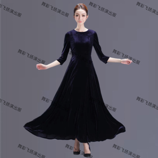 演出服高级弹力丝绒款 2016女指挥服合唱指挥服装 圆领7分袖 包邮