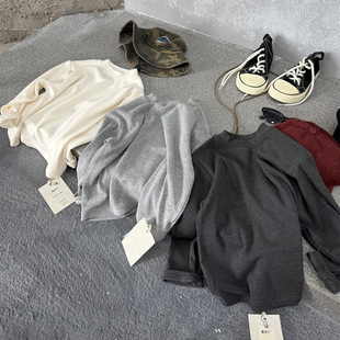 高克重柔软儿童秋季仿羊绒纯色圆领打底衫男童女童大弹力亲肤内