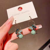 韩国东大门手工钻饰水晶镂空环耳坠轻奢个性 耳饰 气质高级感手工款