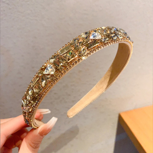 高级感重工超闪水钻珍珠头箍发箍增高颅顶百搭轻奢气质小香风发夹