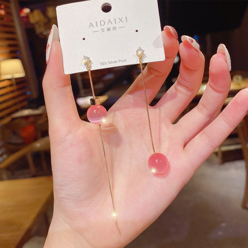 不对称耳坠蝴蝶结流苏时尚女