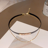 爆款 颈链项链2025年新款 饰品 锁骨链女双层choker项圈气质短款 时尚