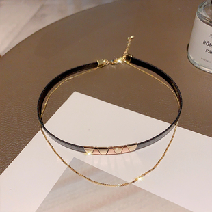 时尚锁骨链女双层choker项圈气质短款颈链项链2025年新款爆款饰品